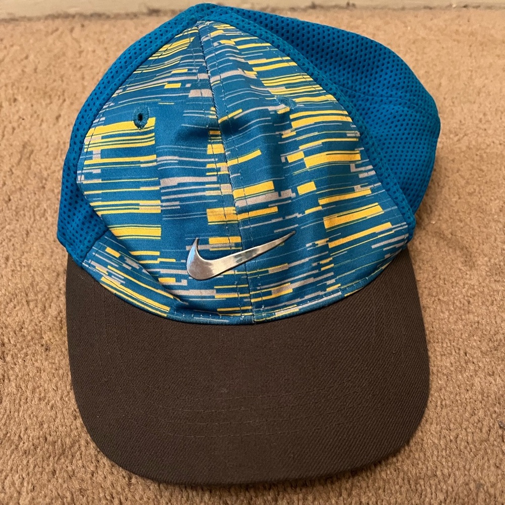 Nike Blue and Yellow Patterned Cap